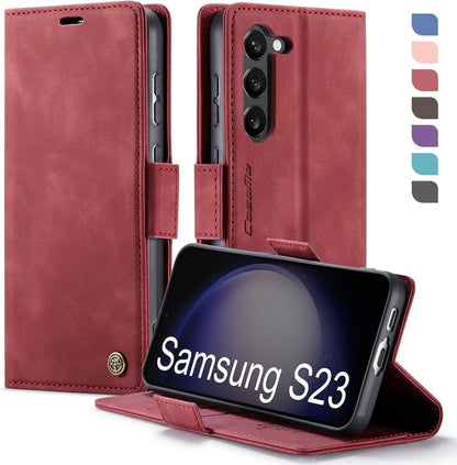 Samsung Galaxy S23 5G Hülle Klappbar PU Leder RFID Schutz Rot