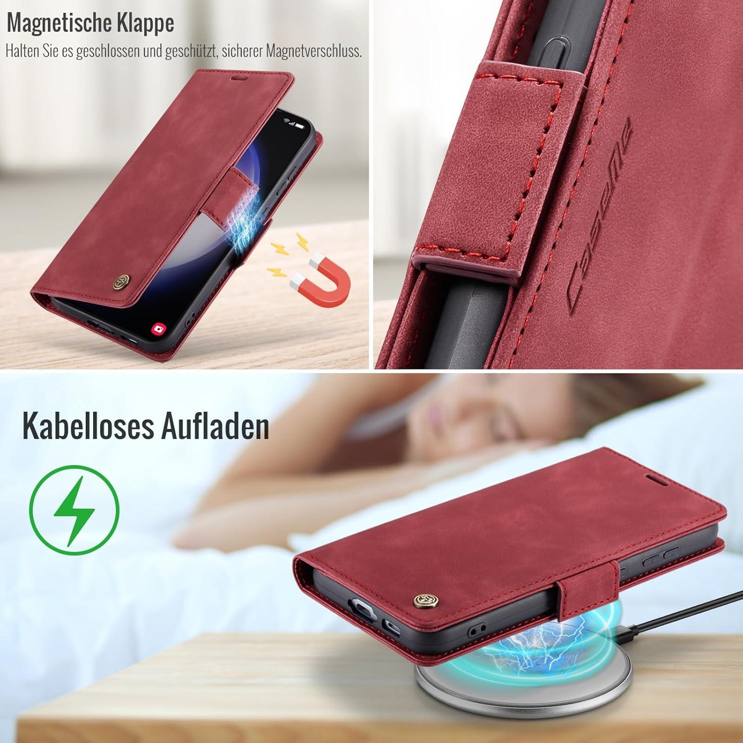 Samsung Galaxy S23 5G RFID Schutz Hülle Wallet Tasche Cover Rot