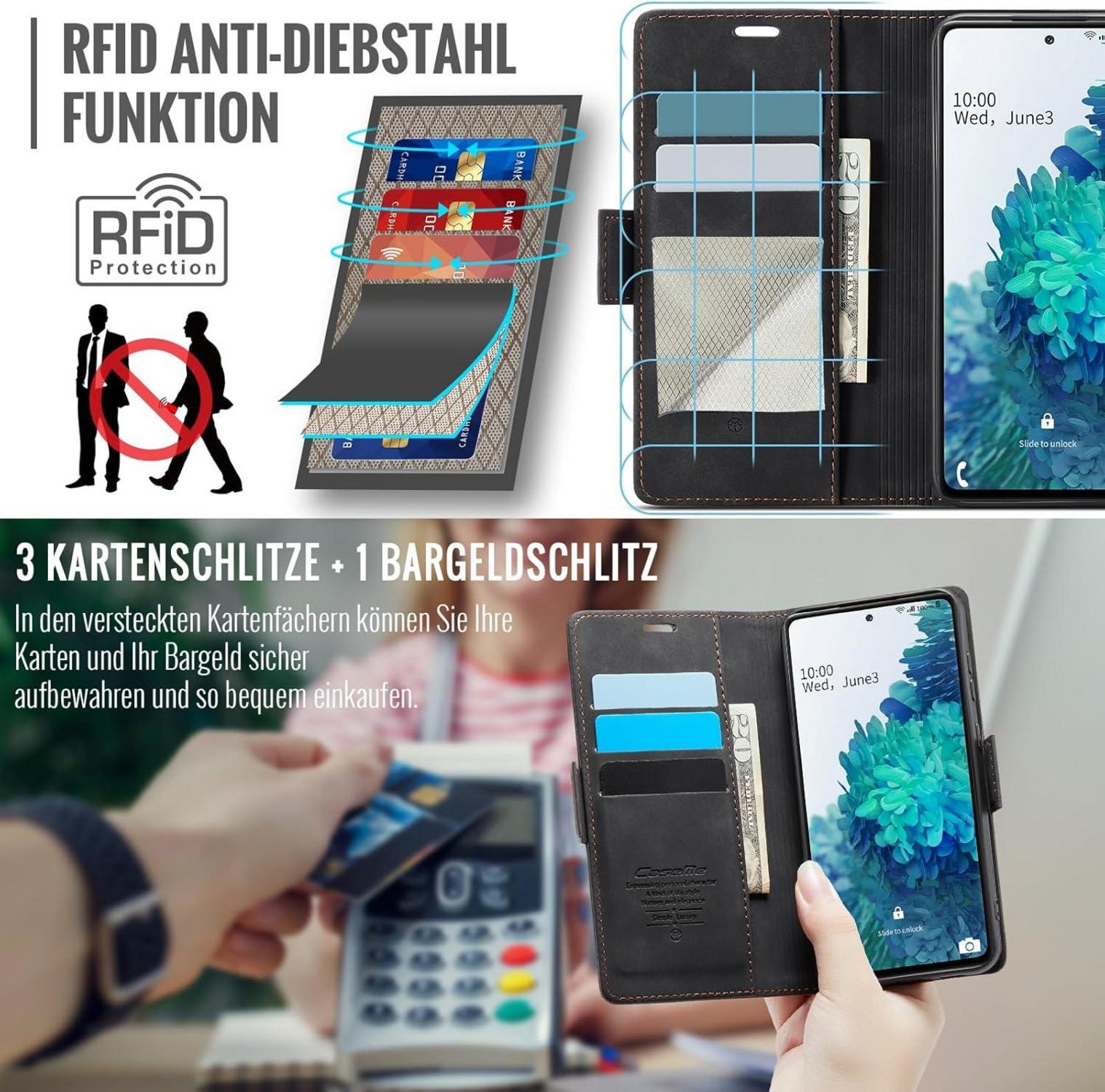Samsung Galaxy S20 FE Handyhülle RFID Schwarz Flip Case