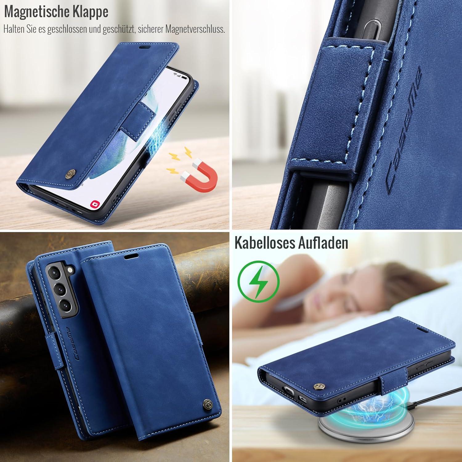 Handyhülle Samsung Galaxy S21 Flip Cover RFID Schutz Blau