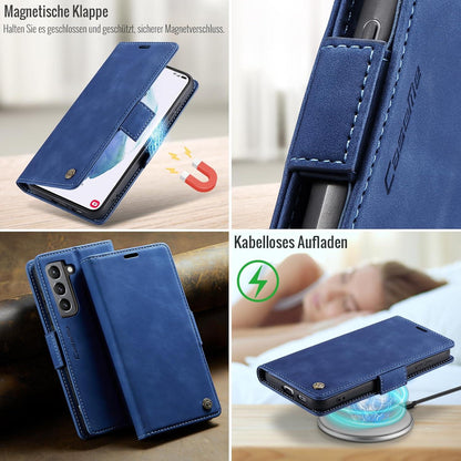 Handyhülle Samsung Galaxy S21 Flip Cover RFID Schutz Blau