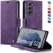 Handyhülle Samsung Galaxy S21 RFID Schutz 5G Flip Case Lila