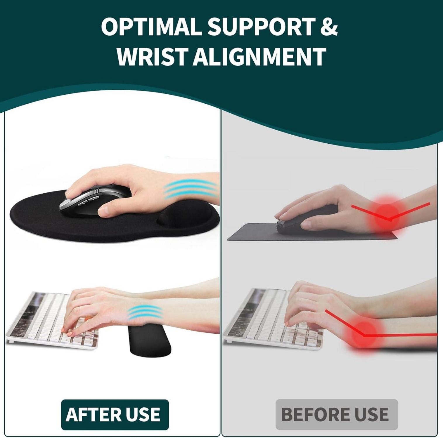 Giecy Ergonomisches Mauspad mit Handauflage und Handballenauflage Tastatur, Gelkissen, Memory Foam - Tropische Pflanzen Set
