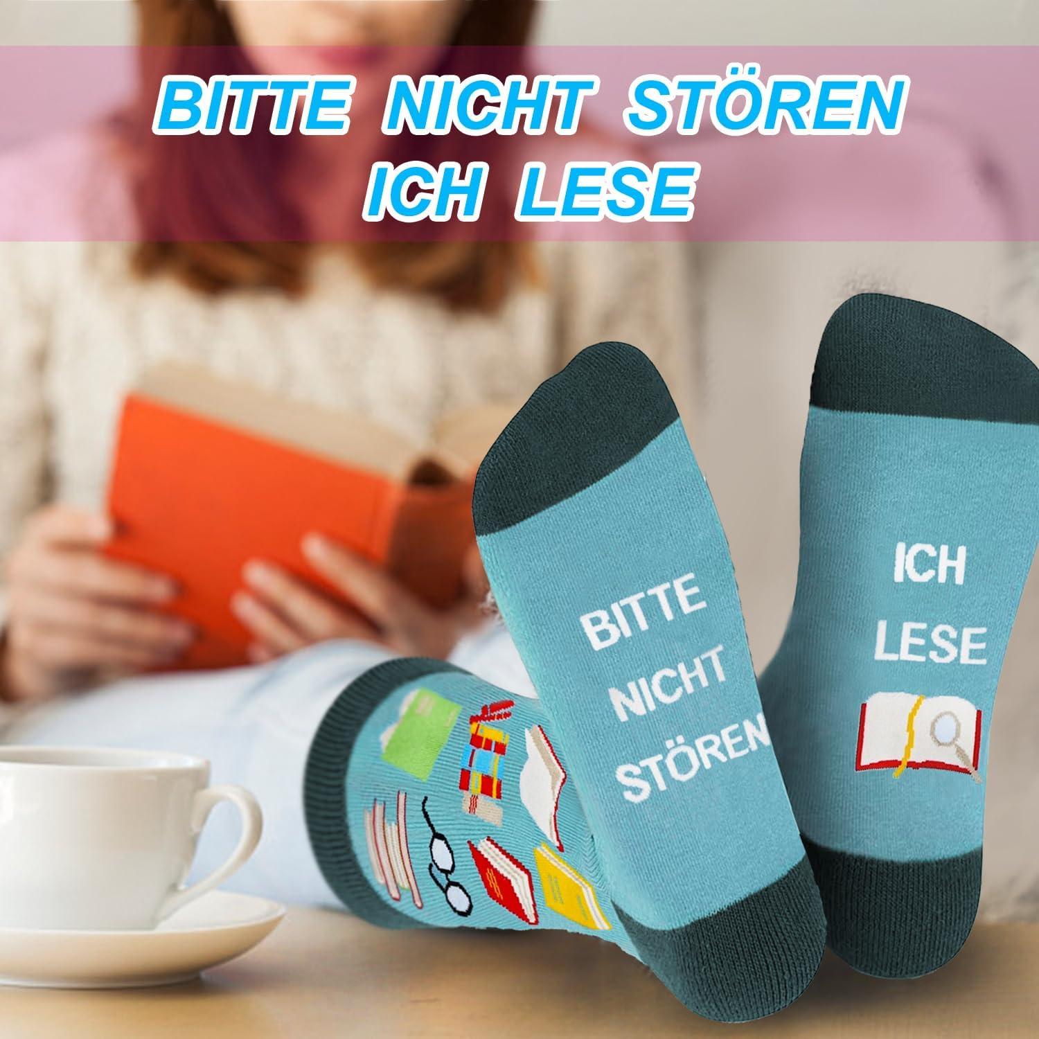 Piroo Lustige Lesersocken Damen Geschenkidee Einheitsgröße Pastel