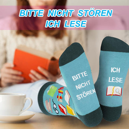 Piroo Lustige Lesersocken Damen Geschenkidee Einheitsgröße Pastel