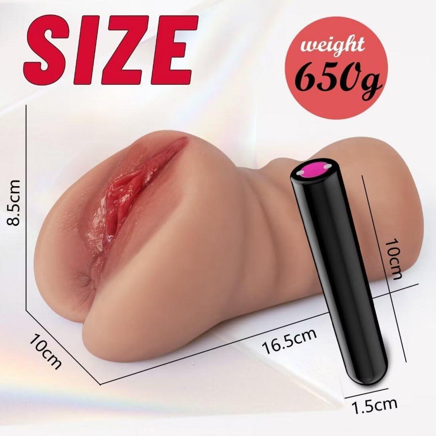 Realistischer Masturbator 2-in-1 mit Bulletvibratoren für Männer