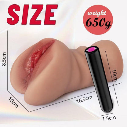 Realistischer Masturbator 2-in-1 mit Bulletvibratoren für Männer