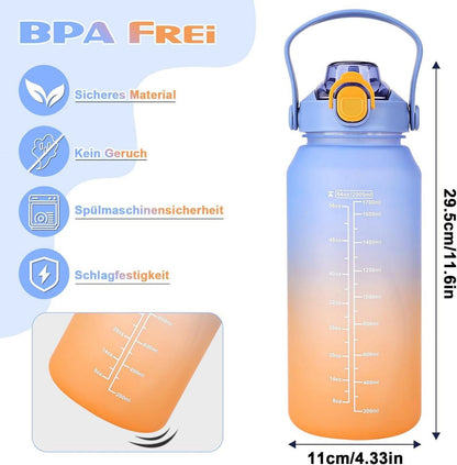 Trinkflasche 2l mit Strohhalm & Früchtebehälter, BPA