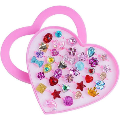 Kinderringe 36 Stück verstellbar mit Strass für Mädchen