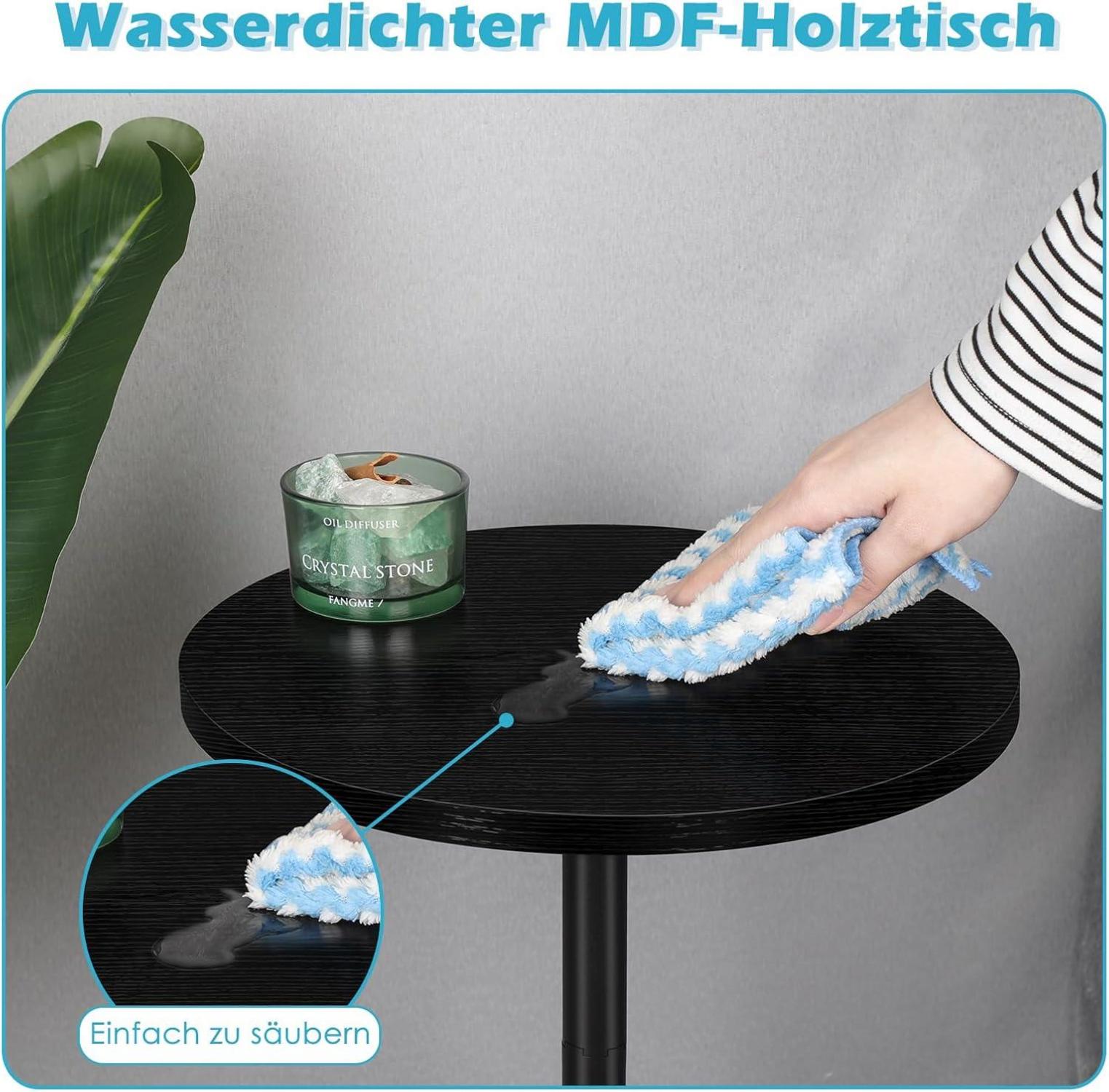 Kleiner runder Beistelltisch Marmorsockel Schwarz 2er-Set 32CM