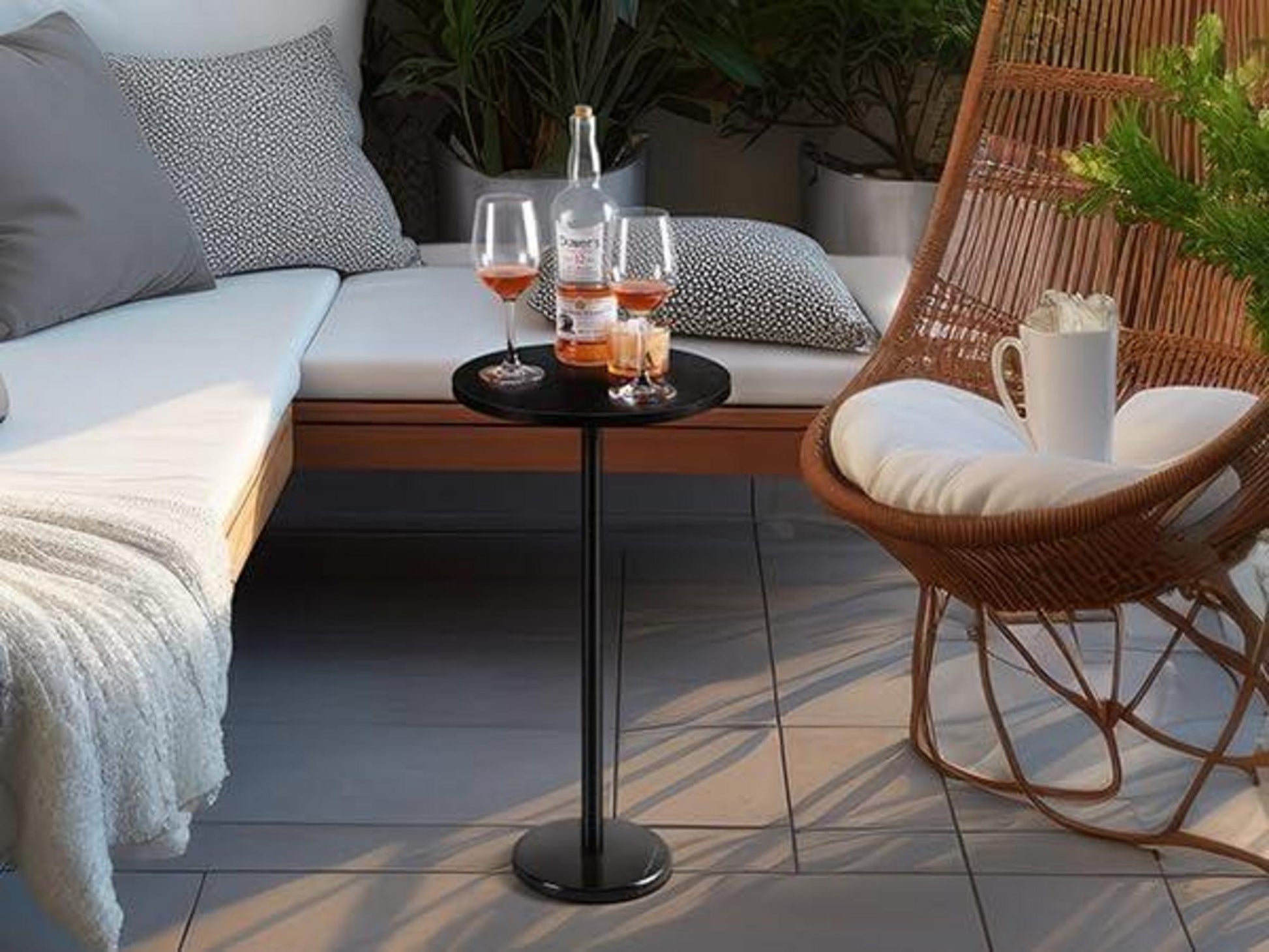 Kleiner Schwarzer Beistelltisch runder Couchtisch Marmorsockel Wohnzimmer 32CM