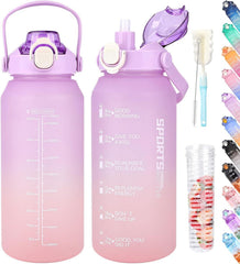 Trinkflasche 2l Sport Wasserflasche Zeitmarkierung und Früchtebehälter