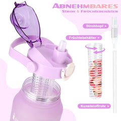 Trinkflasche 2l mit Strohhalm