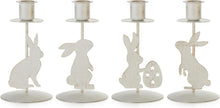 Kerzenhalter Ostern Deko Hase 4er Set Vintage Metall White