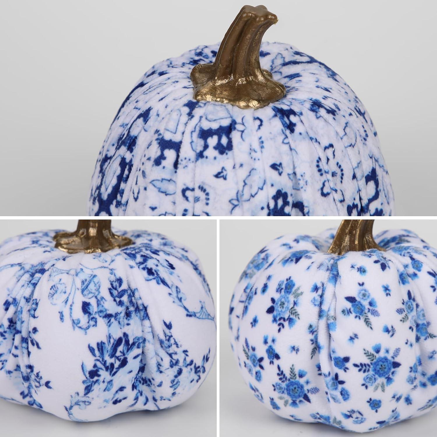 6er Set Künstlicher Kürbis Deko Herbst Halloween Blau