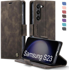 Samsung Galaxy S23 5G Handyhülle Klappbar PU Leder RFID Schutz Kaffee