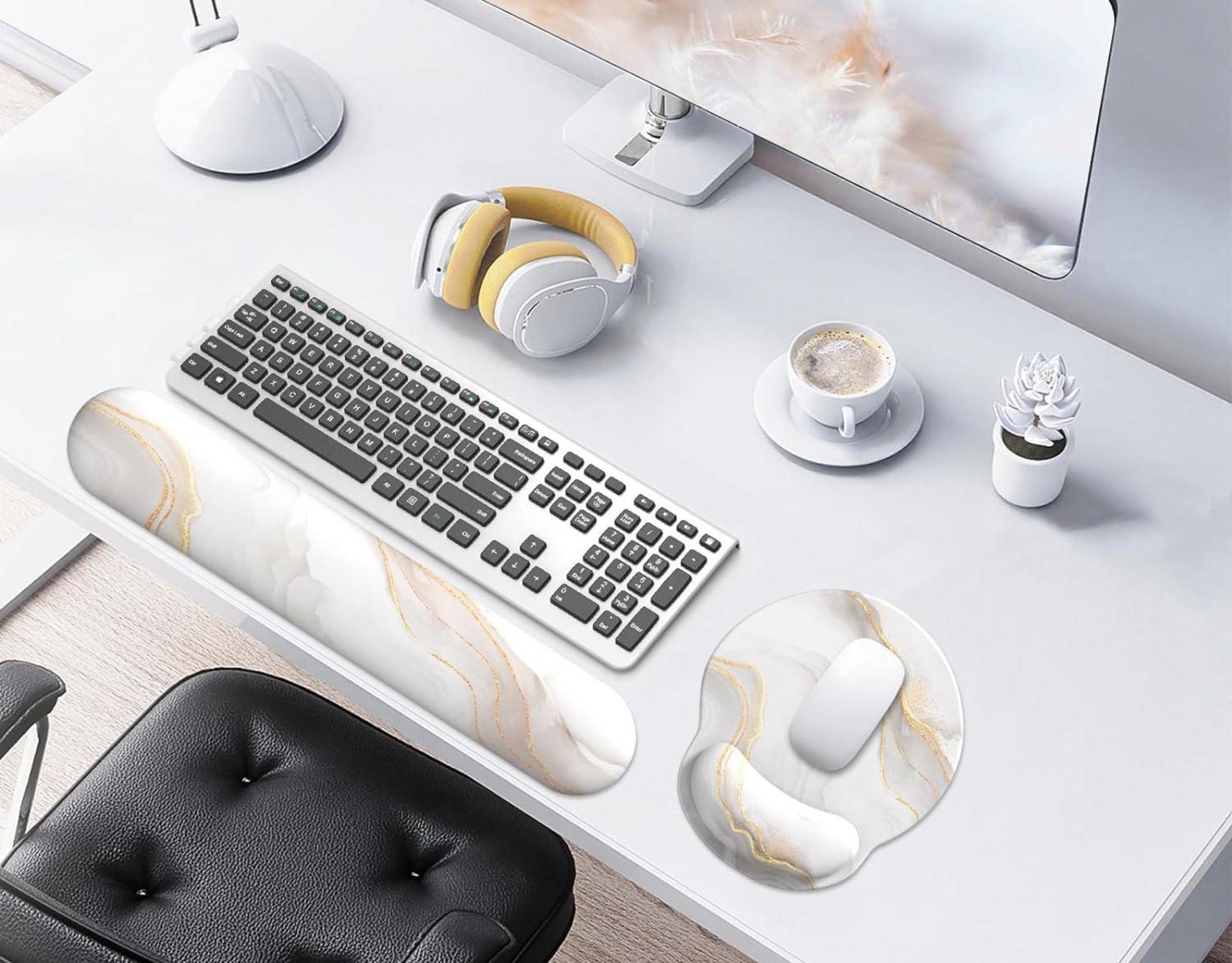 Ergonomisches Mauspad mit Handauflage Set Weißer Marmor
