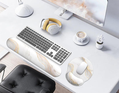 Ergonomisches Mauspad mit Handauflage Set Weißer Marmor
