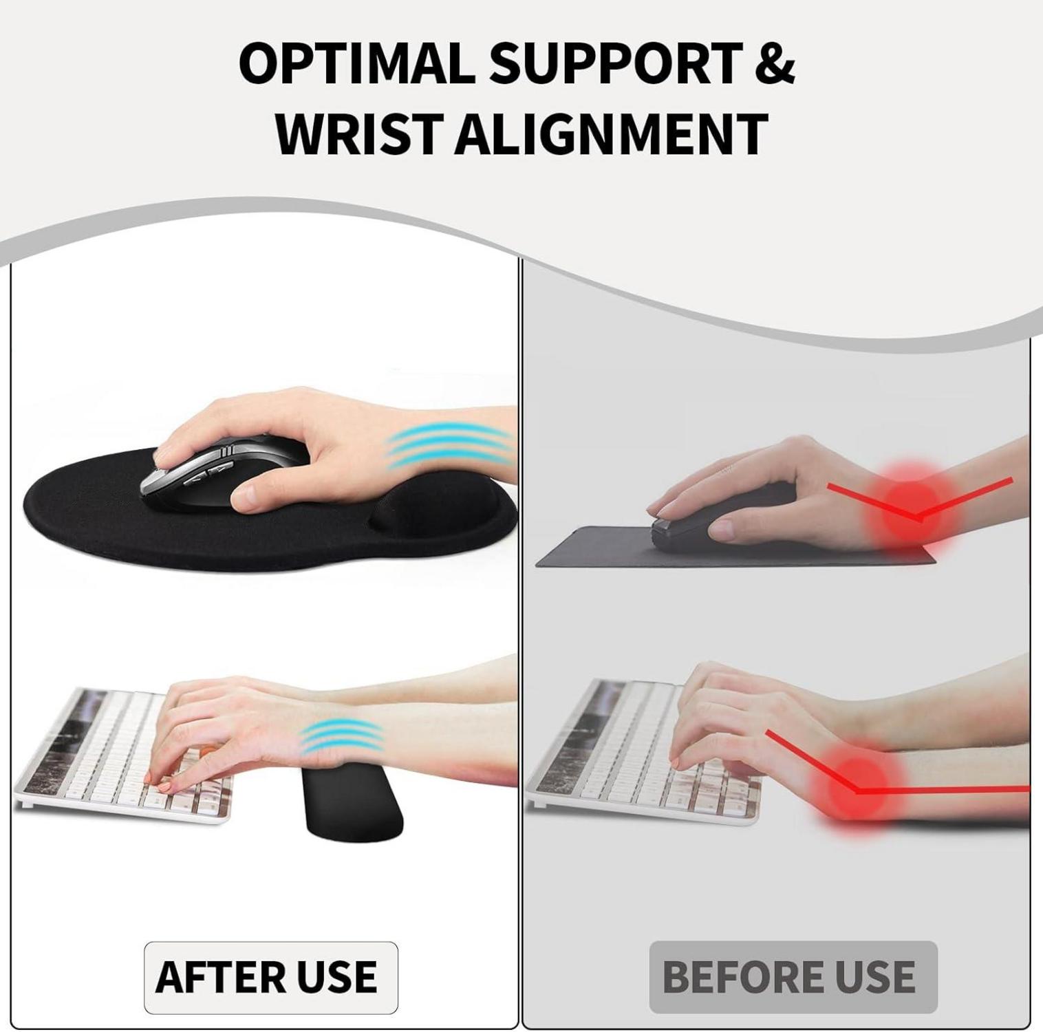 Ergonomisches Mauspad mit Handauflage und Handballenauflage in Weißer Marmor Optik