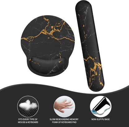 Ergonomisches Mauspad mit Handauflage in Schwarz/Marmor Design