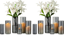 Moderne Glasvase Zylinder Set 12er Anthrazit Wohnzimmer Tischdeko
