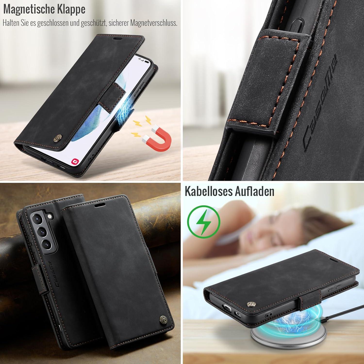 Handyhülle Samsung Galaxy S21 Schutz RFID Schwarz Flip Case