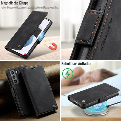 Handyhülle Samsung Galaxy S21 Schutz RFID Schwarz Flip Case