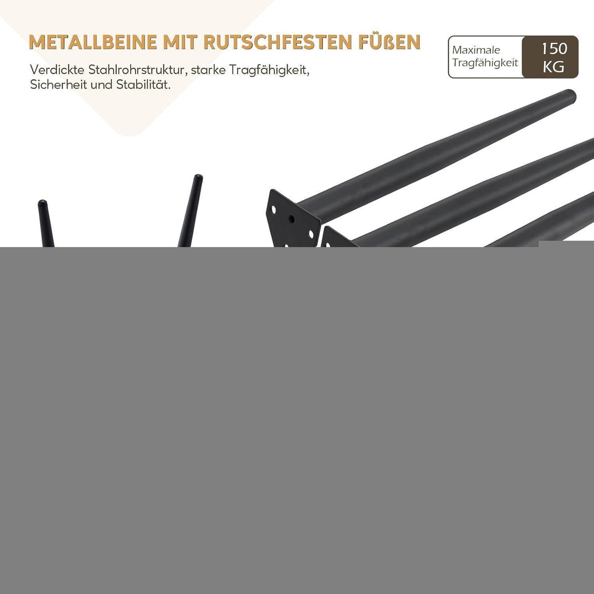 Esszimmerstühle Set 4 Grau, Gepolsterte Sitzfläche & Offene Rückenlehne