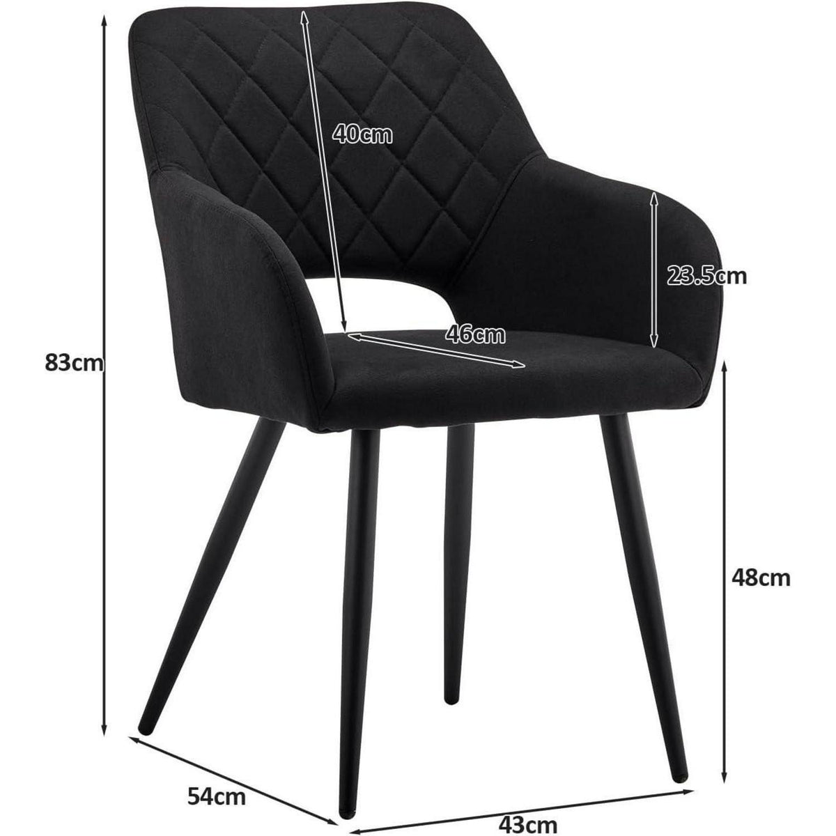 Esszimmerstühle 4er Set Leinen, gepolstert, Schwarz