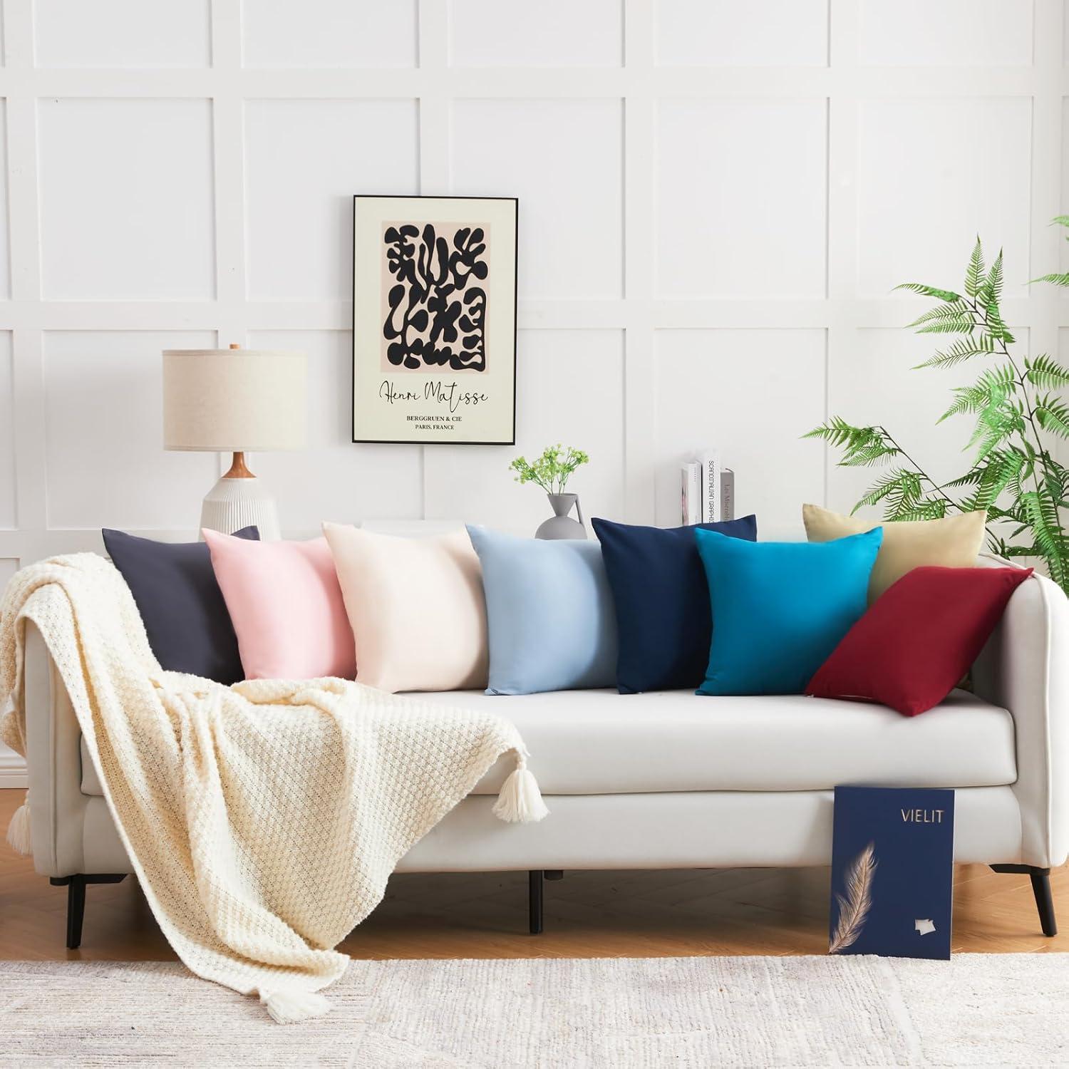 Sofa Kissenbezug 50x50 Dunkelblau 2er Set Mikrofaser Kissenhülle