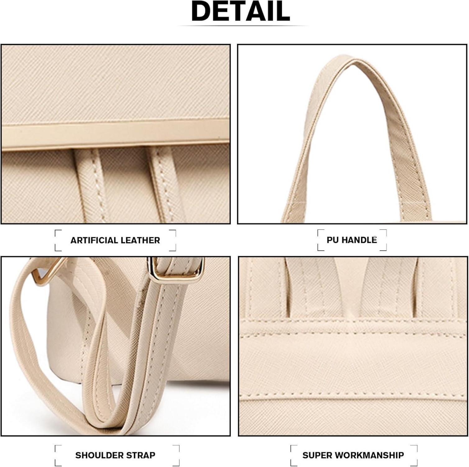 Damen Rucksack Klein Cityrucksack PU Leder Beige Einheitsgröße
