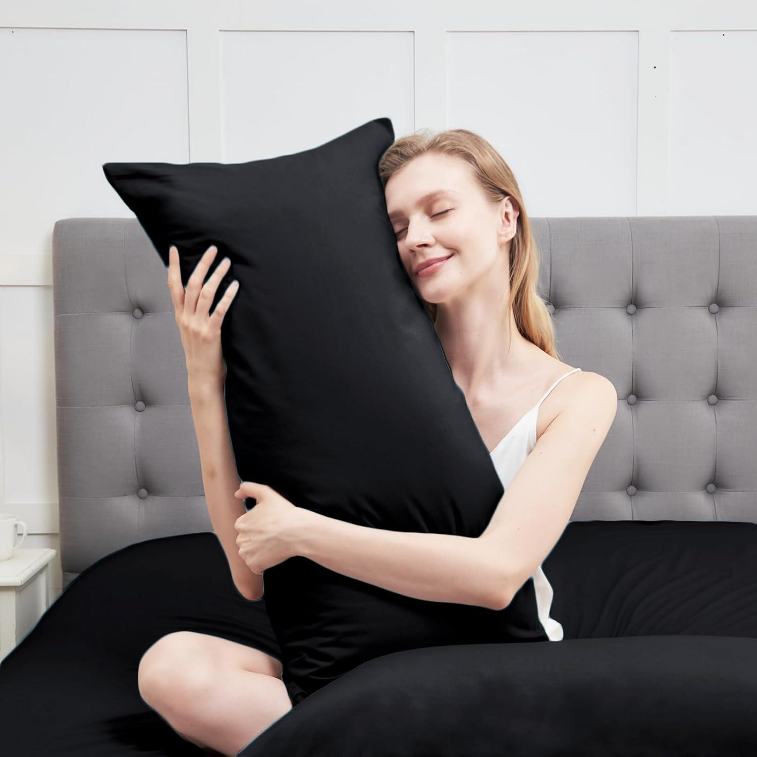 Schwarzer Mikrofaser Kissenbezug 40x60cm 2er Set