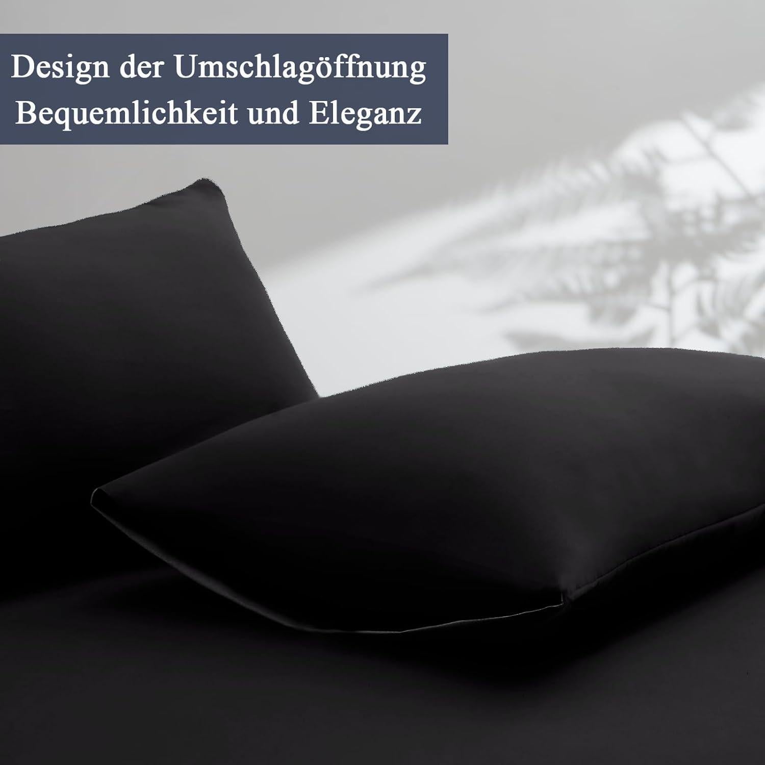 Vielit Kopfkissenbezug 40x60 Schwarz Mikrofaser 2er Set hypoallergen OEKO-TEX Standard 100