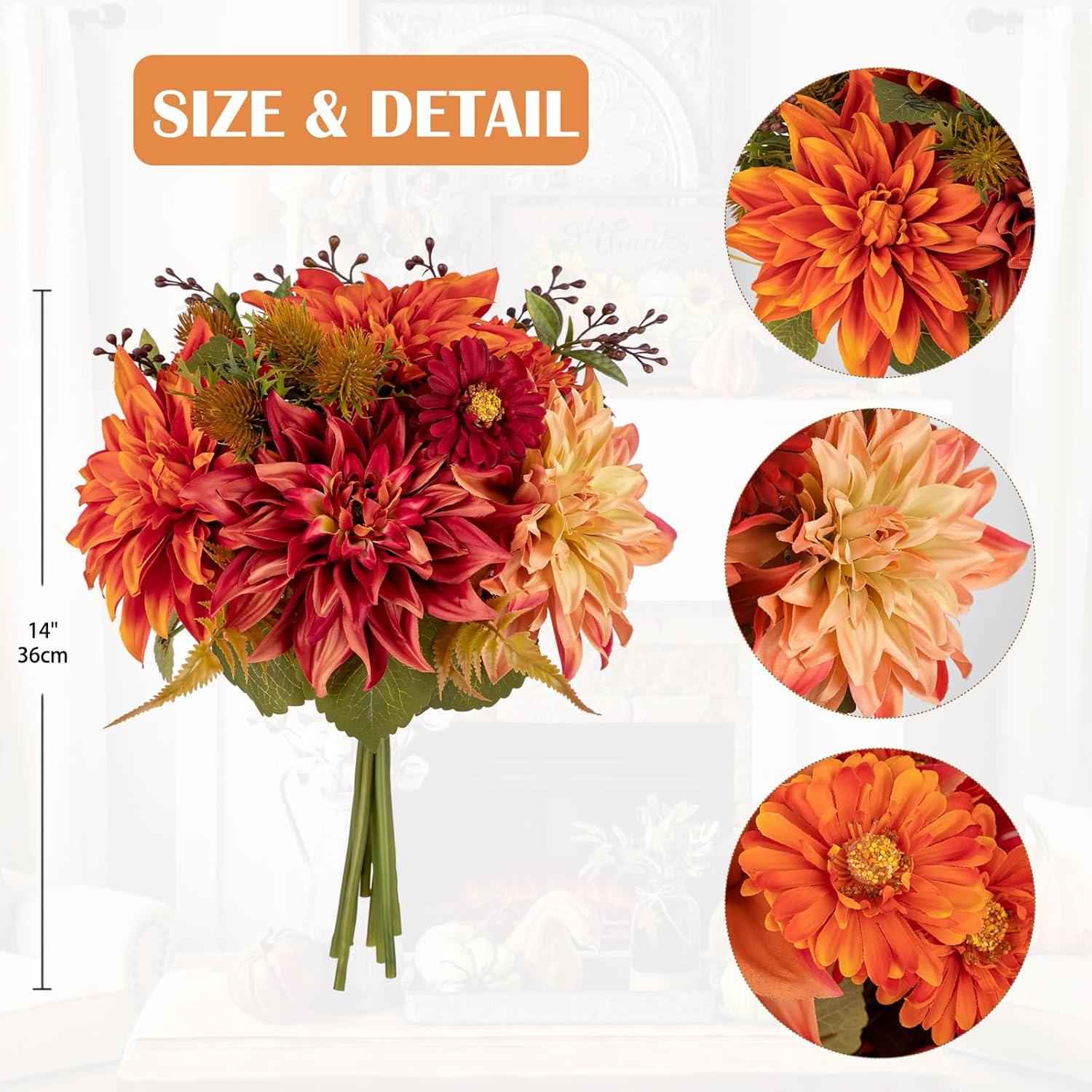 Künstliche Blumenstrauß Rosen Hortensie 2er Set 30cm Orange
