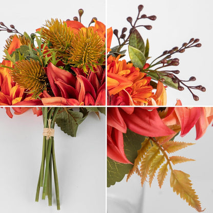 Künstlicher Blumenstrauß Hortensie Rosenbouquet 2er Set 30cm Orange