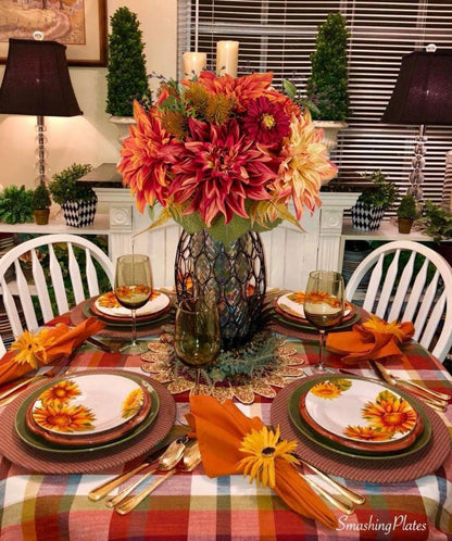 Künstliche Blumenstrauß Rosen Hortensie Dekopflanze 30cm Orange Rot 2er Set