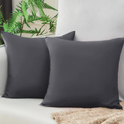 Sofa Kissenbezug Set 40x40 Anthrazit Mikrofaser Öko-Zertifiziert