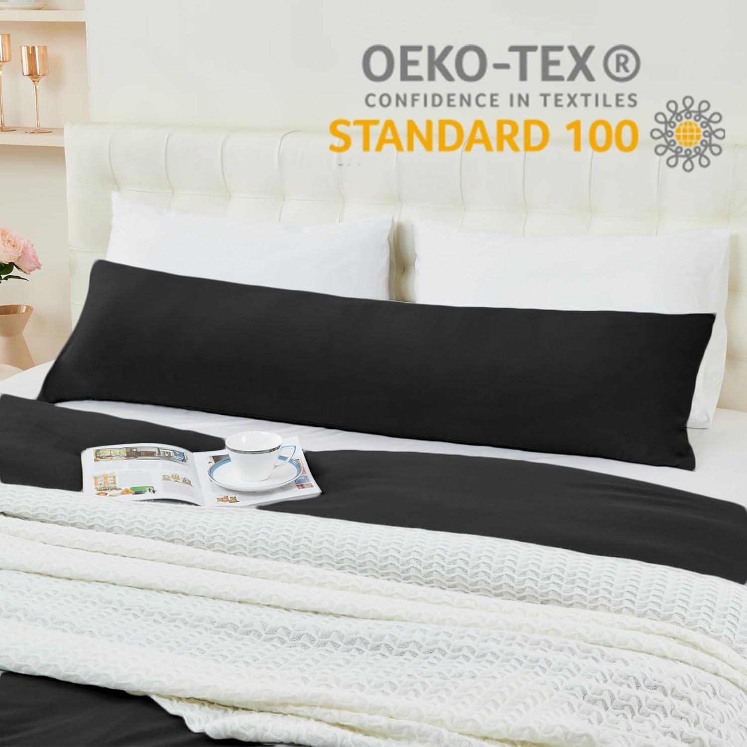 Vielit Seitenschläferkissen Bezug 40x145cm 2er Set Schwarz Öko-Zertifikat