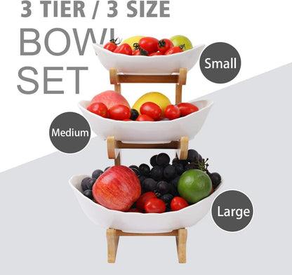 Obst Etagere mit Bambusgestell und 3 Etagen