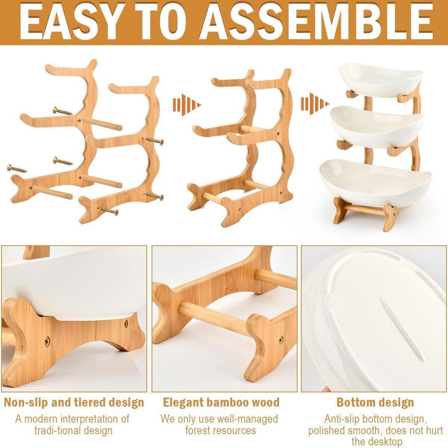 Obst Etagere mit 3 Ebenen Bambus Stand weiß Angebot für Küchengestaltung