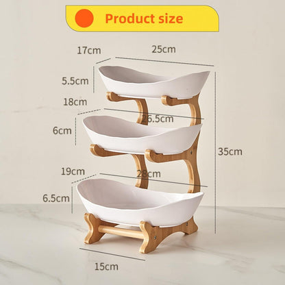 MEESOGA Obst Etagere 3 Ebenen Bambus Stand Servierteller Küche