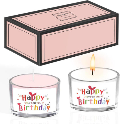 Happy Birthday Duftkerze im Glas Milchmüsli Rose