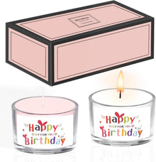 Happy Birthday Duftkerze im Glas Milchmüsli Rose