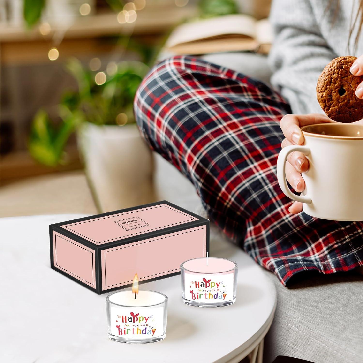 2er Pack Geburtstagskerzen Duftkerze Sojawachs Rose Milchmüsli 60g