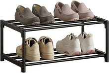 Schmales Stapelbares Schuhregal 2-Ebenen Schwarz