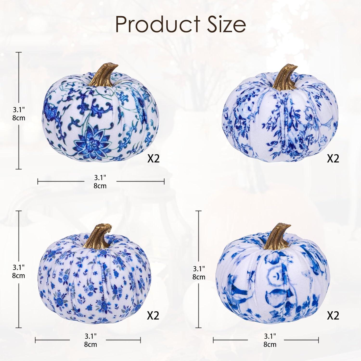 8er Set Kürbis Deko Herbst Halloween Tischdeko Blau