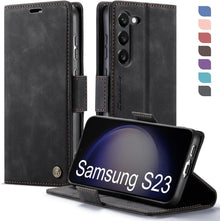 Handyhülle Samsung Galaxy S23 5G Premium PU Lederhülle Schwarz
