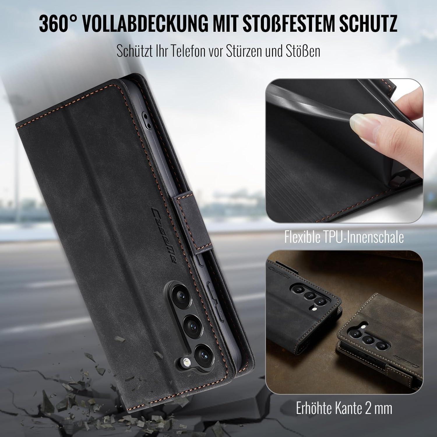 Samsung Galaxy S23 5G Handyhülle Klappbar RFID Schutz Schwarz
