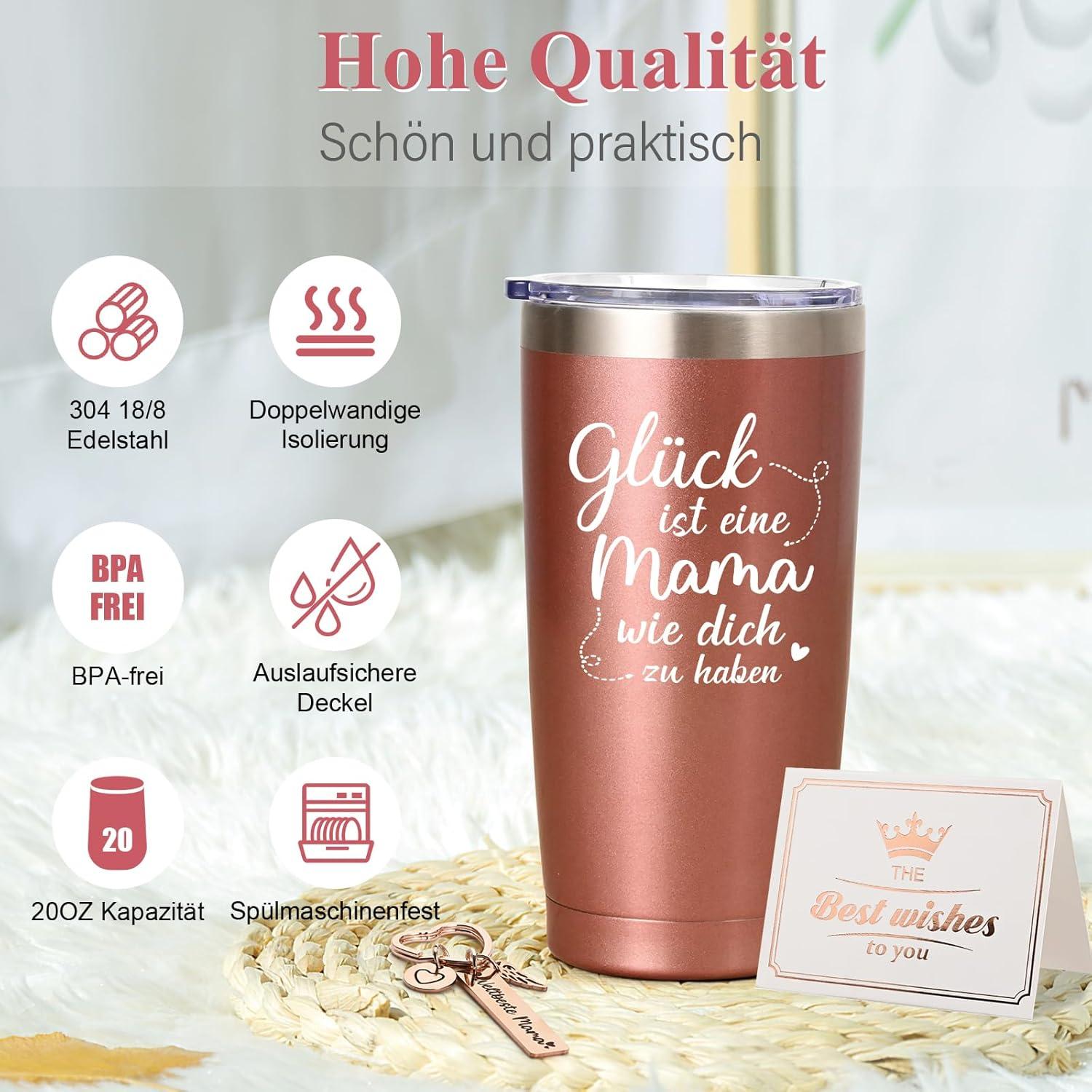 Livole Edelstahl Weinbecher 600ml Mama Geschenk Muttertag