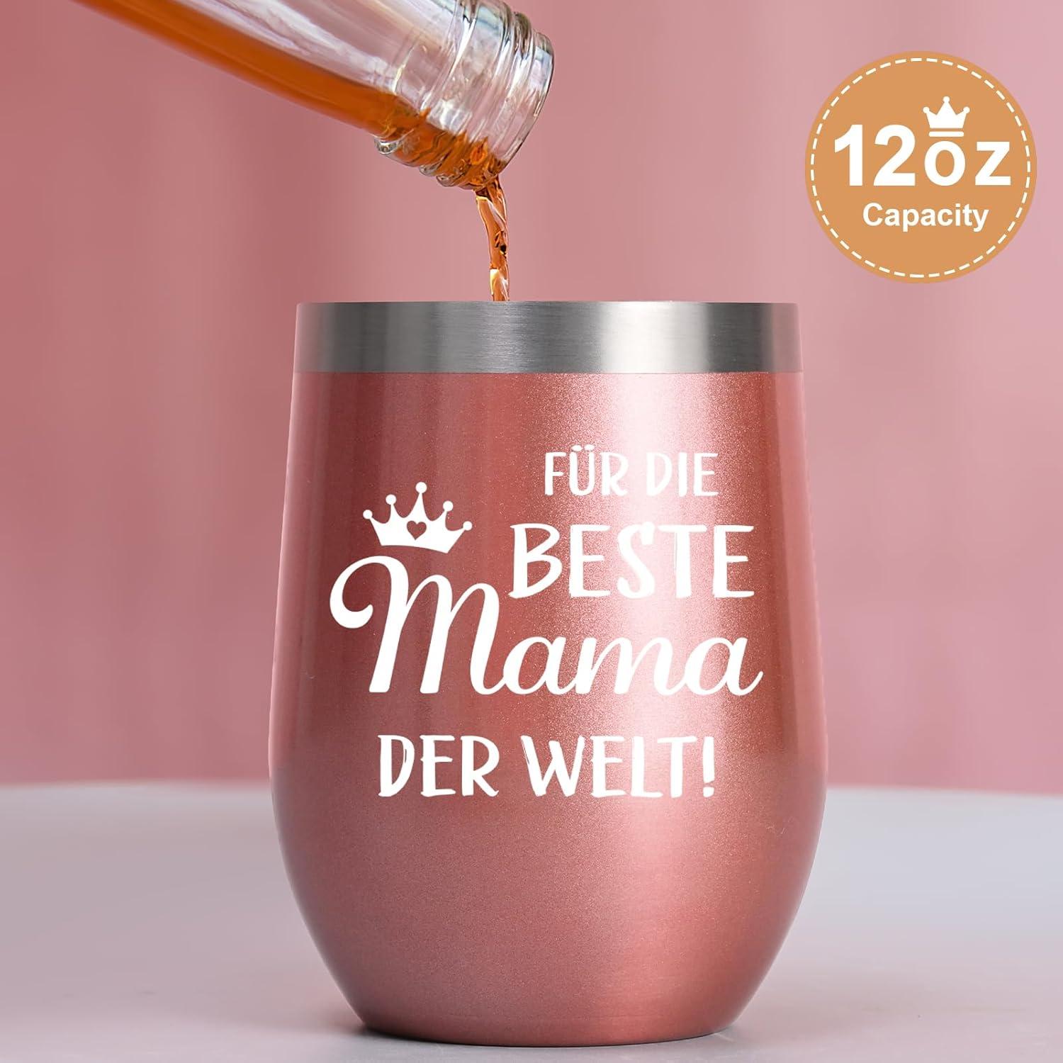 Livole Muttertag Vatertag Geschenk Tasse Edelstahl Thermobecher 350ml 2 Stück Schwarz Roségold